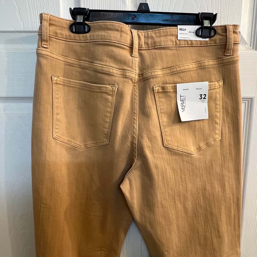 Vervet Bella High-rise Flare Size 32 Tan Women's Jeans Los Angeles Distress NWT - Picture 10 of 10